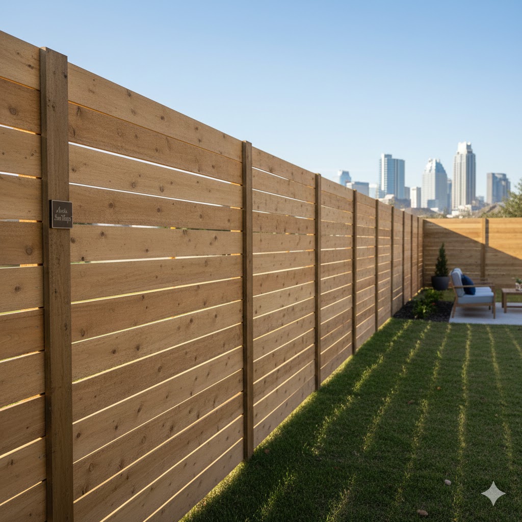 Modern horizontal fence design popular in Austin