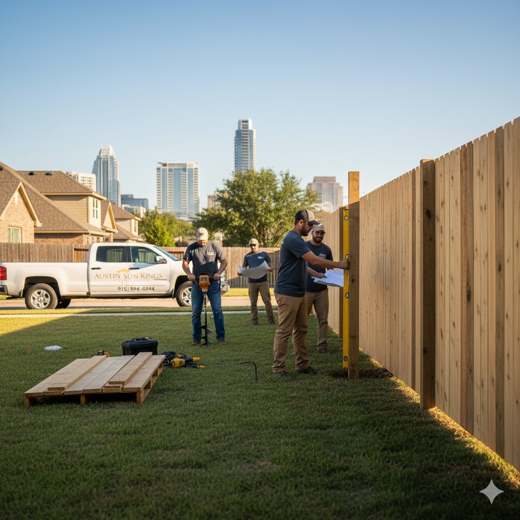 Professional fence contractor team working in Austin, Texas